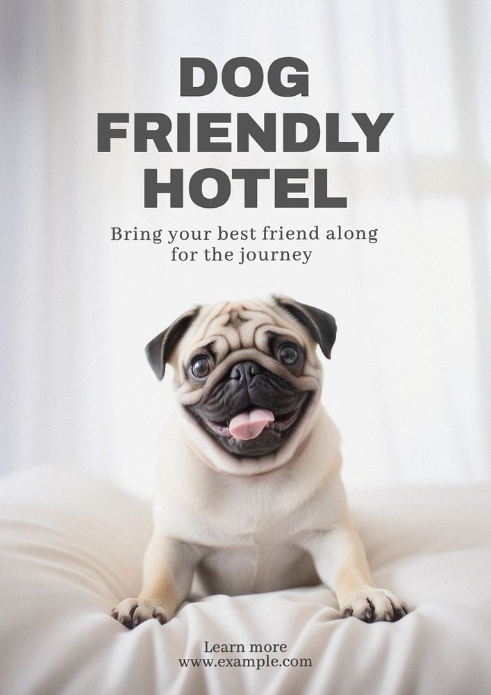 Dog friendly hotel poster template, editable text and design