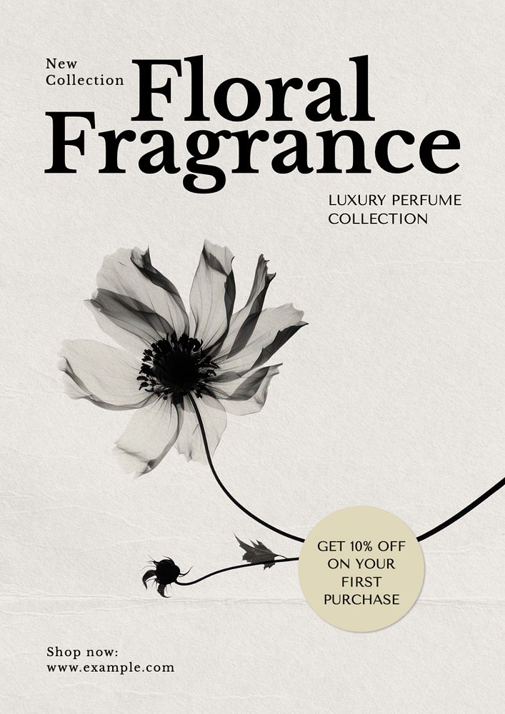 Floral fragrance poster template, editable text and design