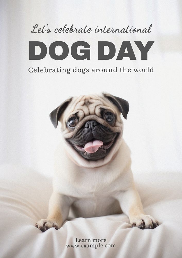 International dog day poster template, editable text and design