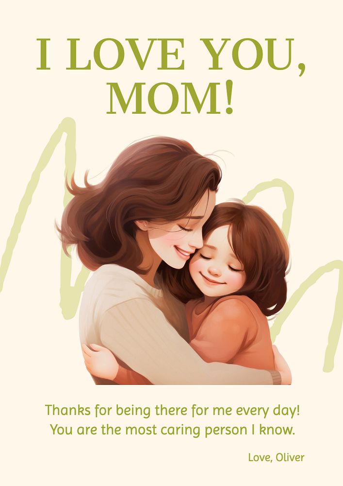 Love mom poster template, editable text and design