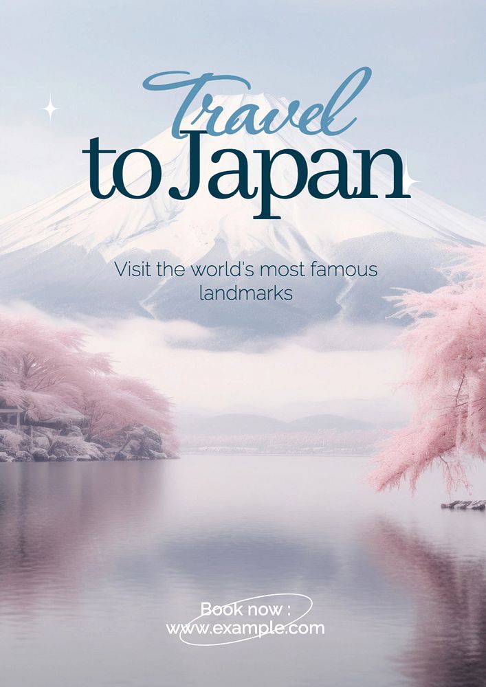 Travel to Japan poster template, editable text and design