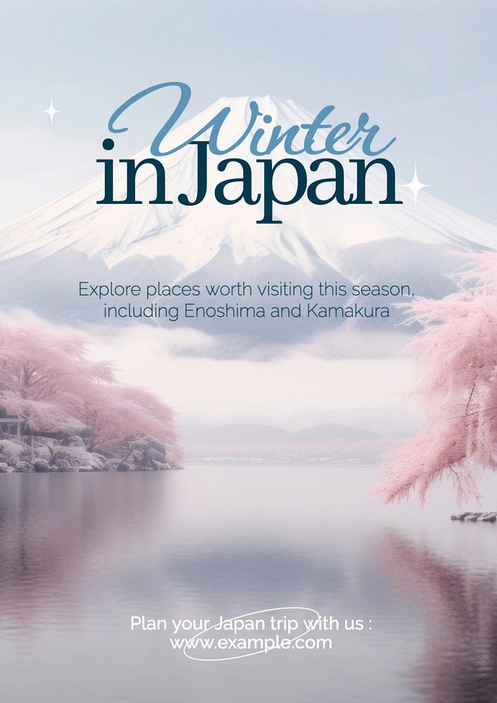 Winter in Japan poster template, editable text and design