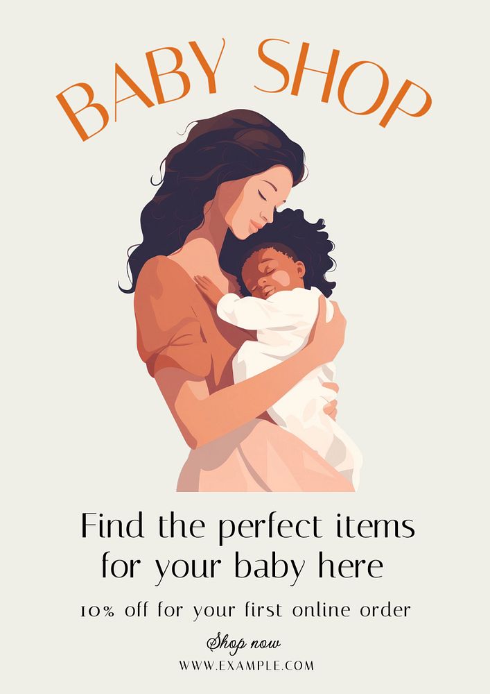 Baby shop poster template, editable text and design