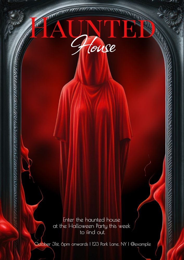 Haunted House poster template, editable text and design