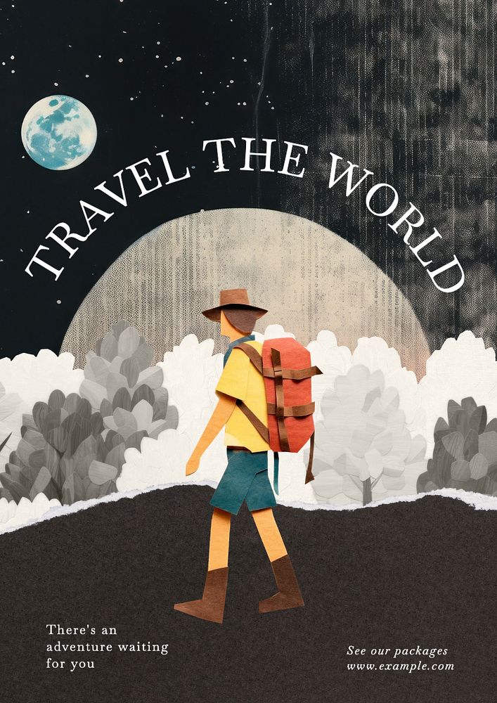 Travel the world poster template, editable text and design