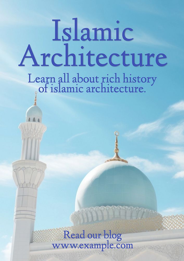 Islamic architecture poster template, editable text and design