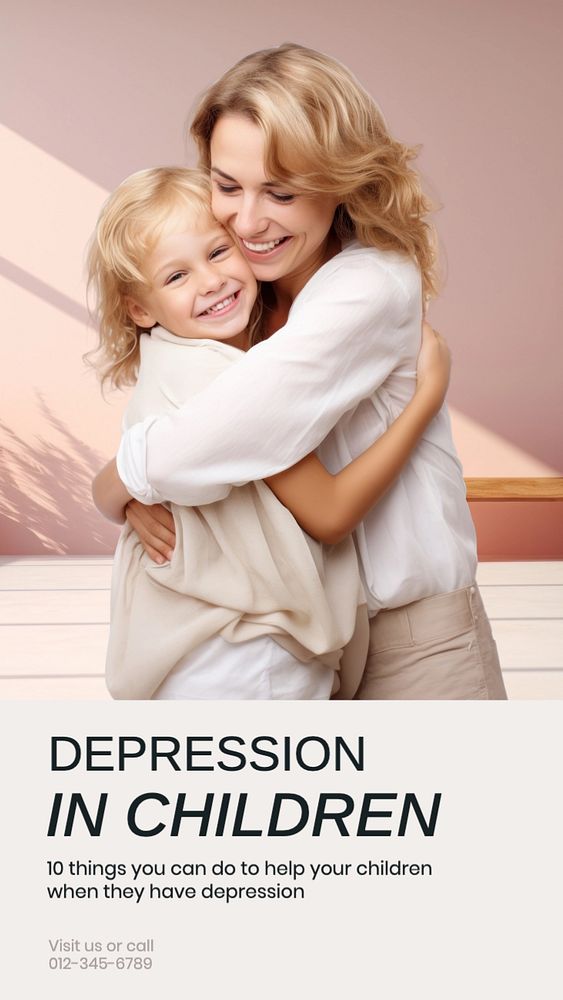 Depression in Children Instagram story template, editable text