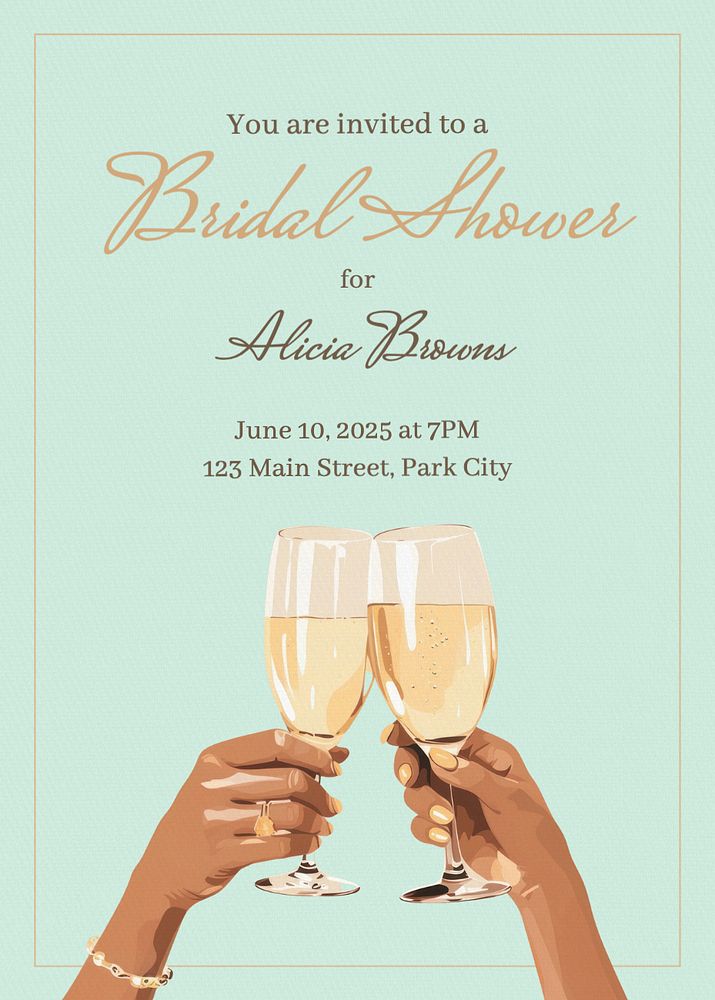 Bridal shower template, editable text and design