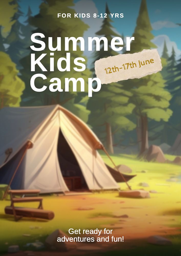 Kids summer camp poster template, editable text and design