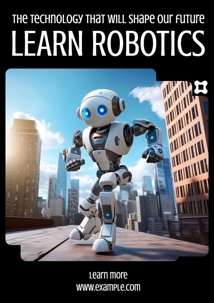 Learn robotics poster template, editable text and design