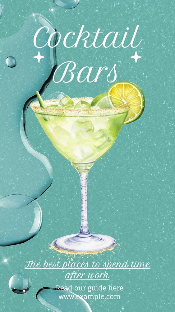 Cocktail bar Instagram story template, editable text