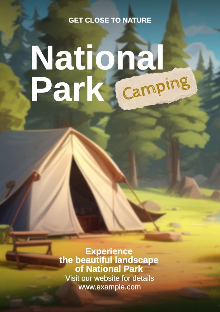 National park poster template, editable text and design