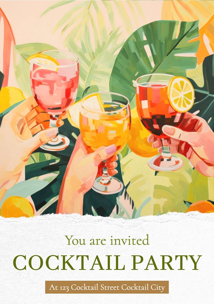 Cocktail party poster template, editable text and design