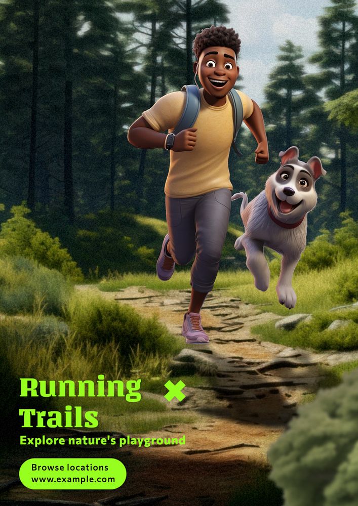 Running trails poster template, editable text and design