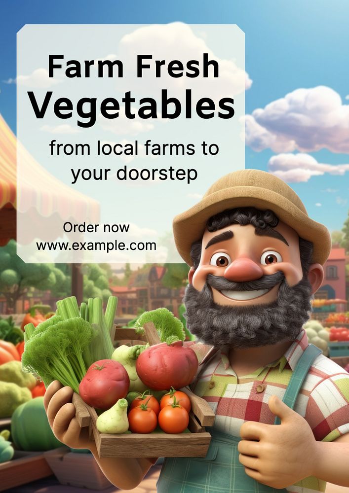 Farm fresh vegetables poster template, editable text and design