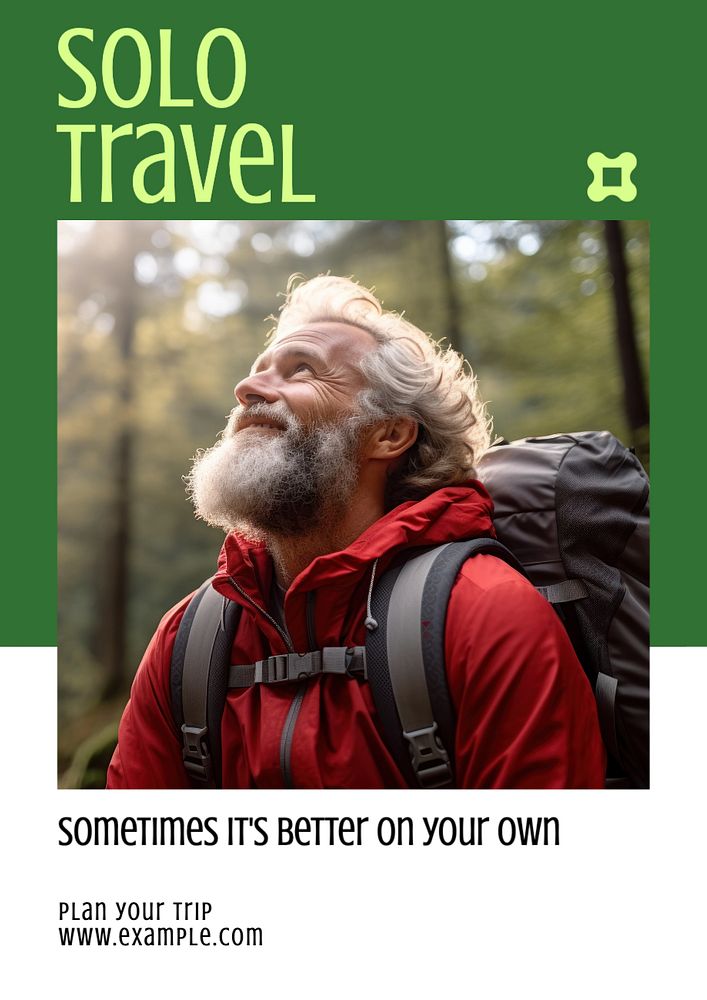 Solo travel poster template, editable text and design