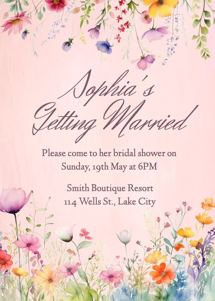 Bridal shower template, editable text and design