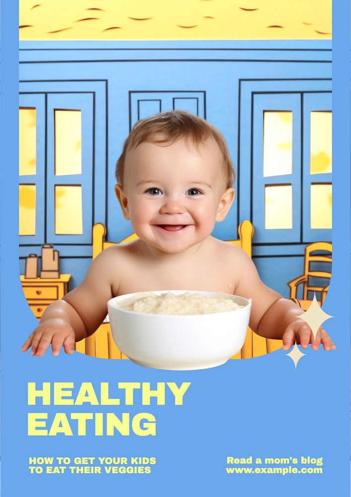 Healthy eating poster template, editable text and design