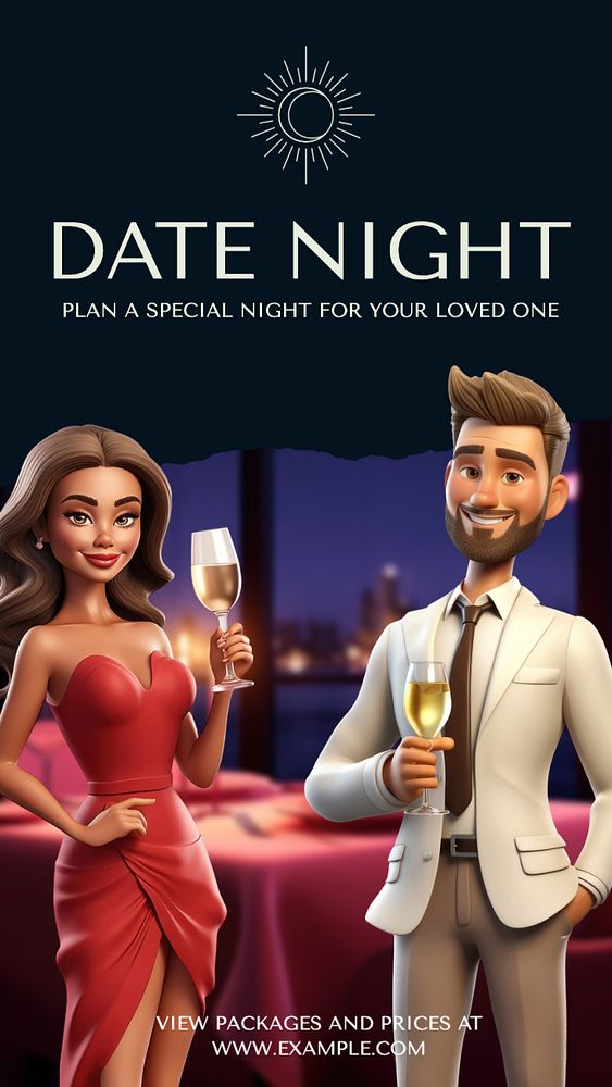 Date night Instagram story template, editable text