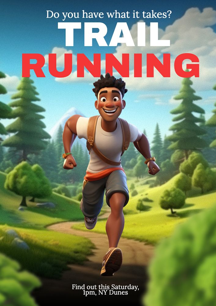 Trail running poster template, editable text and design