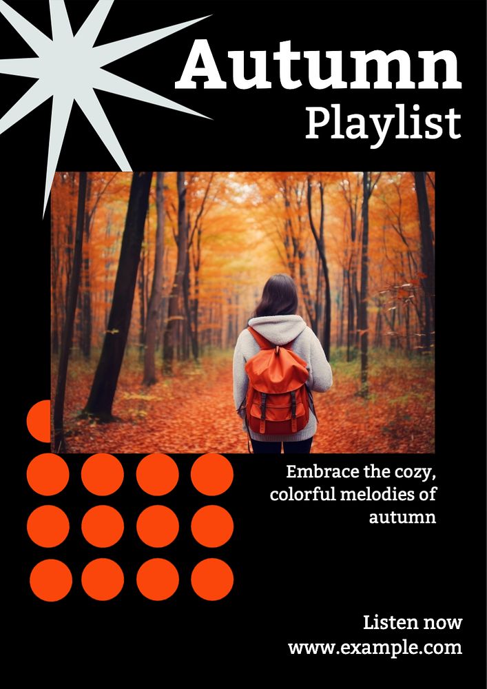 autumn playlist poster template, editable text and design