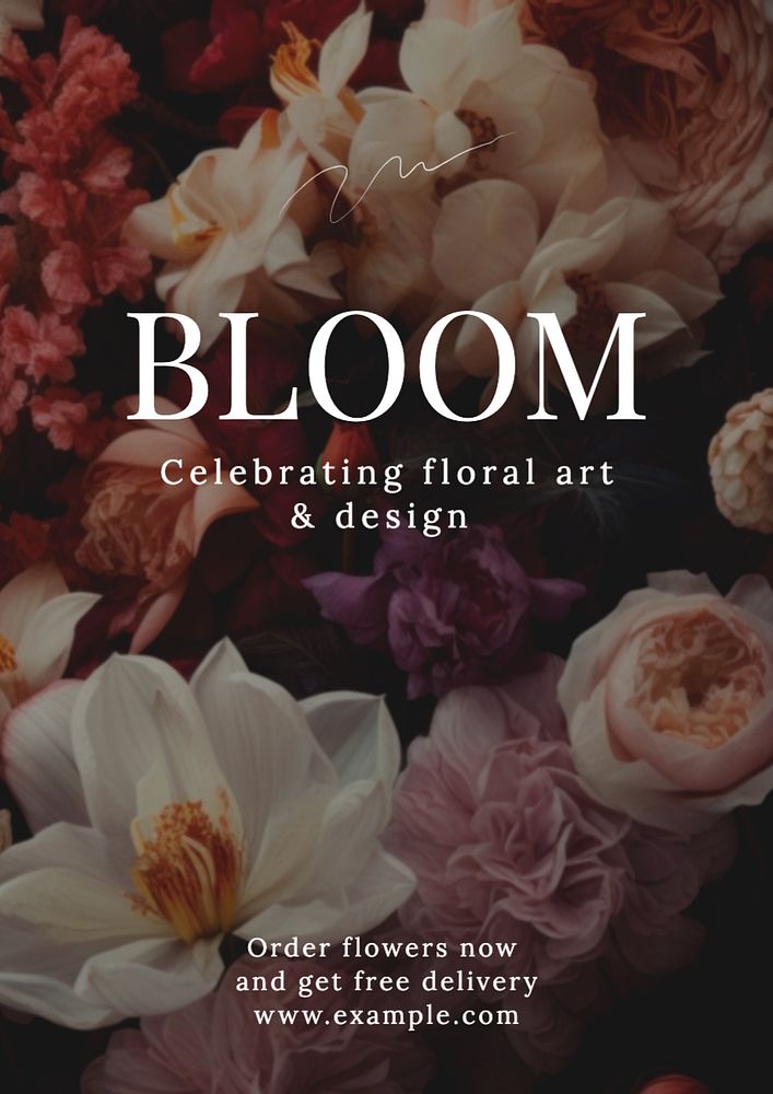 Bloom poster template, editable text and design