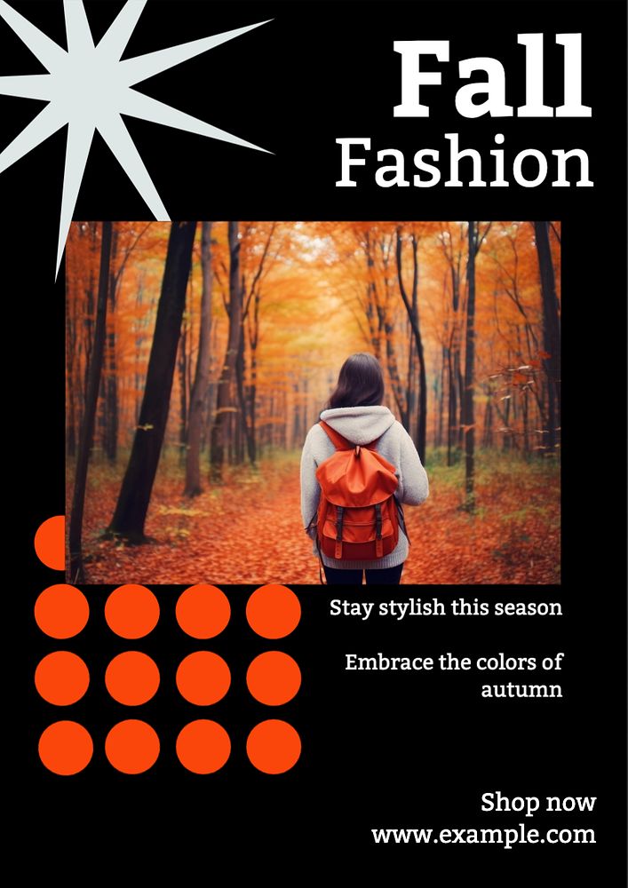 Fall fashion poster template, editable text and design