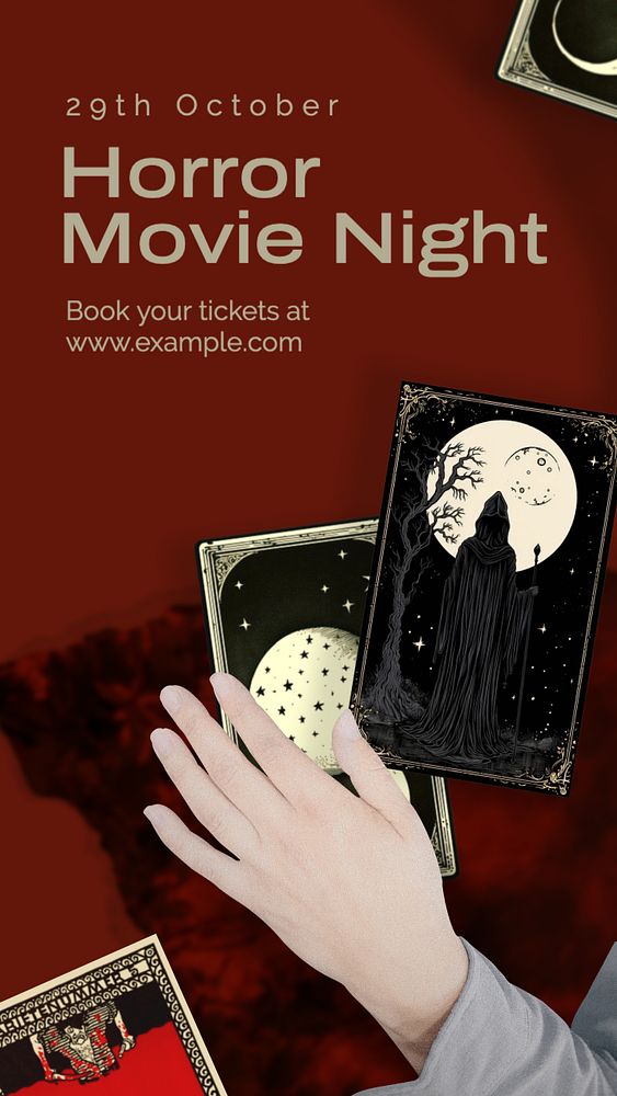 Horror movie night Instagram story template, editable text