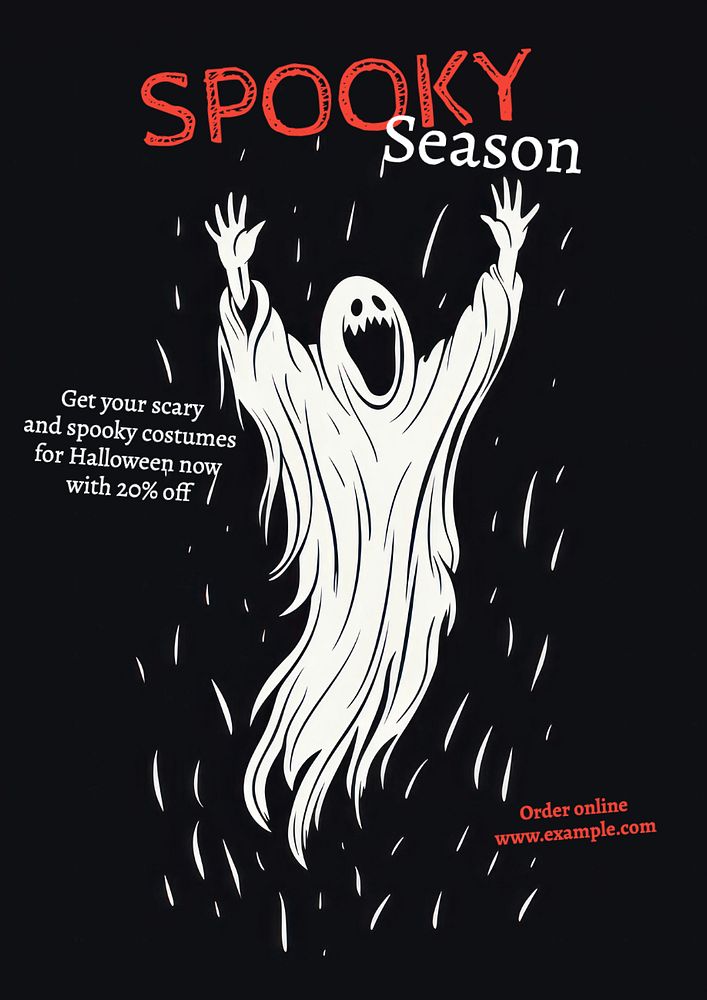 Halloween costume sale poster template, editable text and design