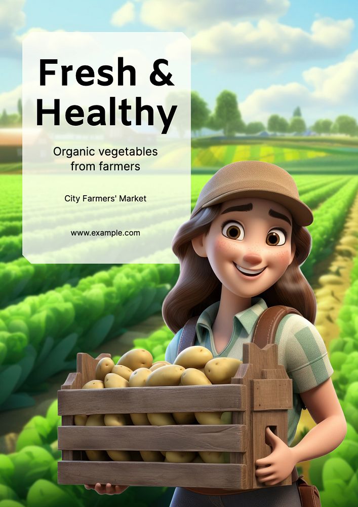 Fresh vegetable market poster template, editable text and design