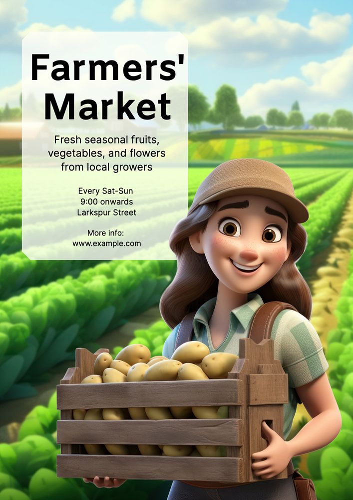 Farmers' market poster template, editable text and design