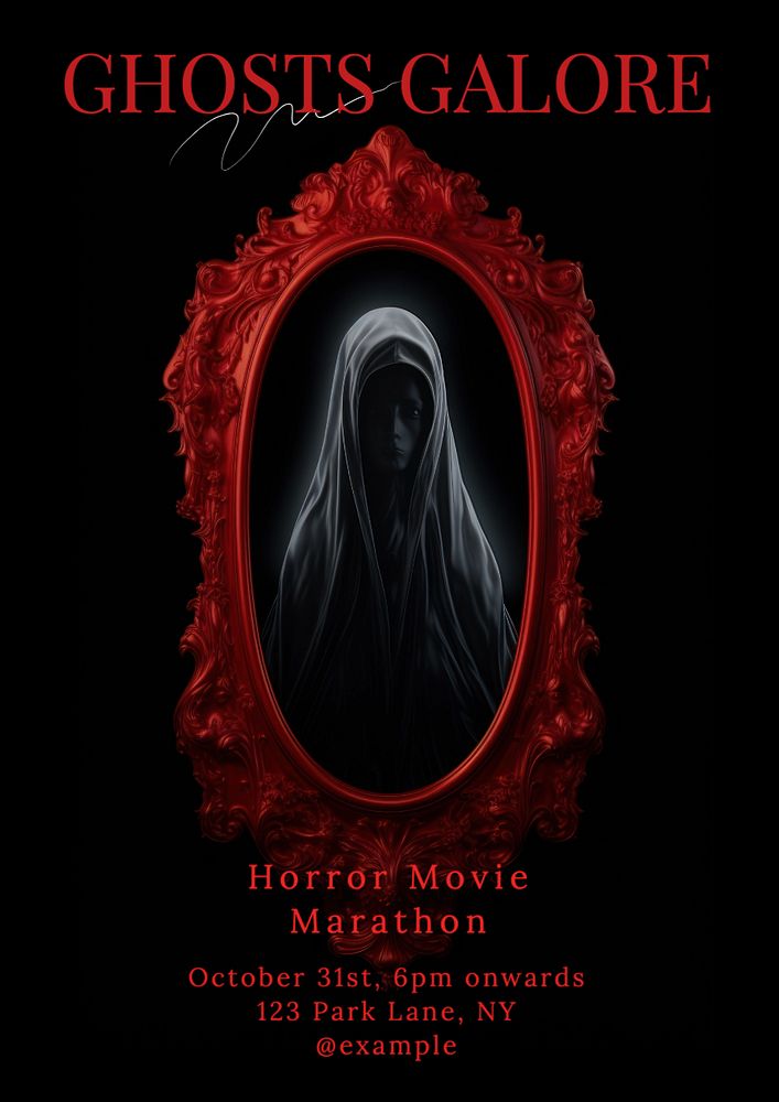 Horror movie marathon poster template, editable text and design