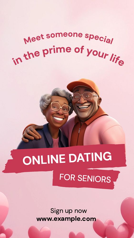 Senior online dating Instagram story template, editable text