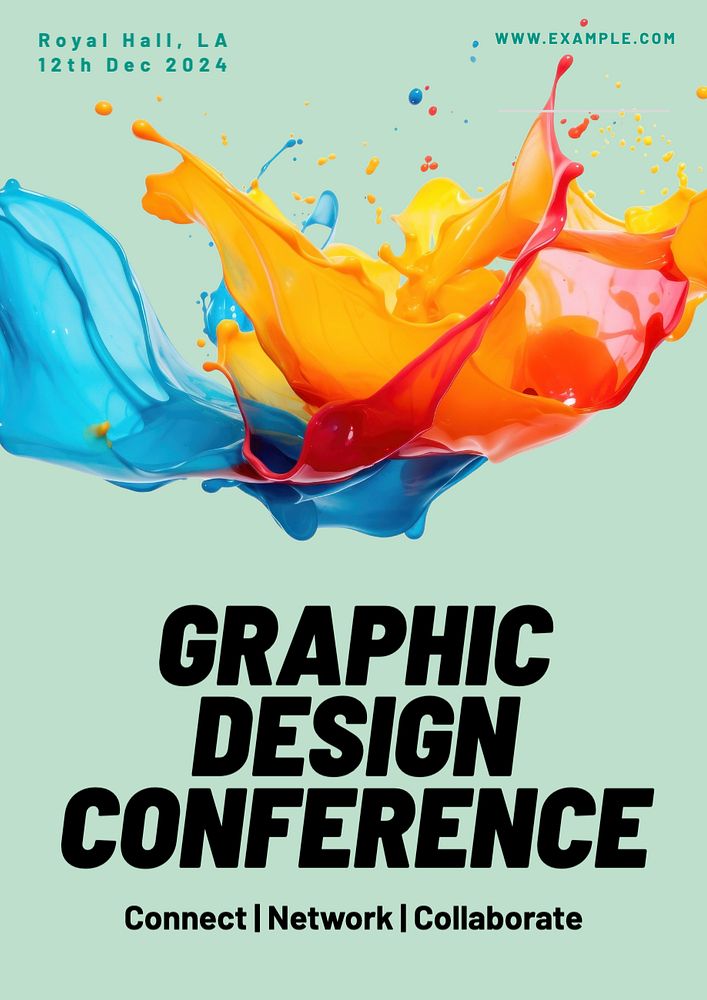 Graphic design conference poster template, editable text and design