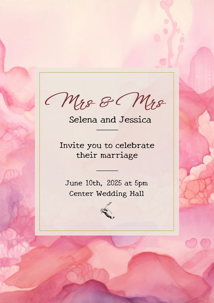 Wedding invitation poster template, editable text and design