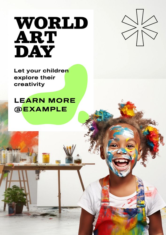 World art day poster template, editable text and design