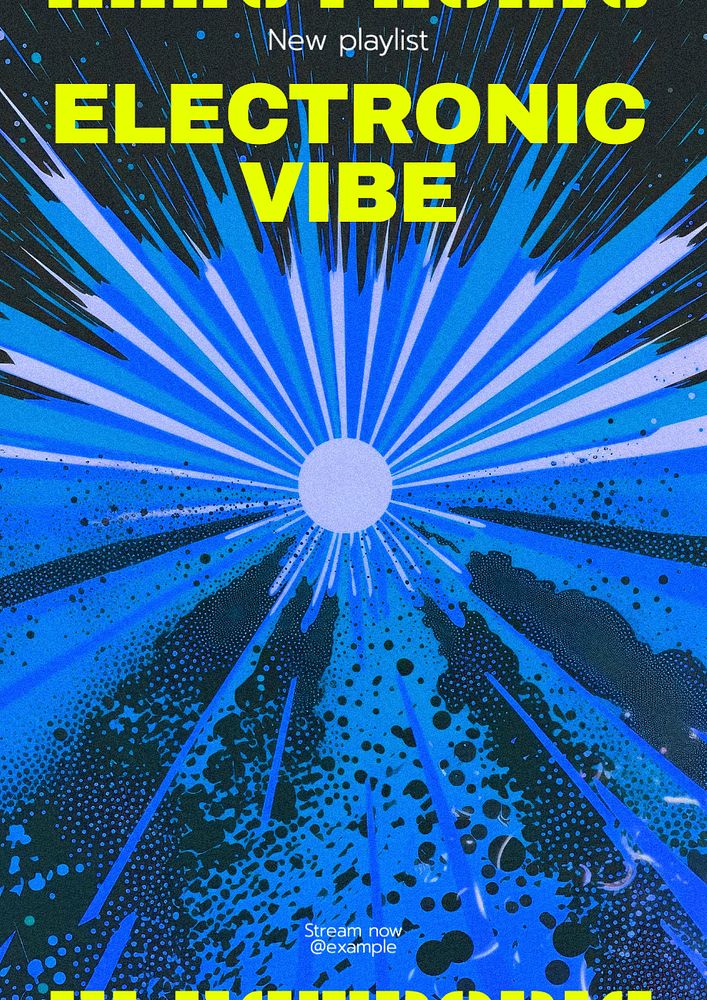 Electric vibes playlist poster template, editable text and design