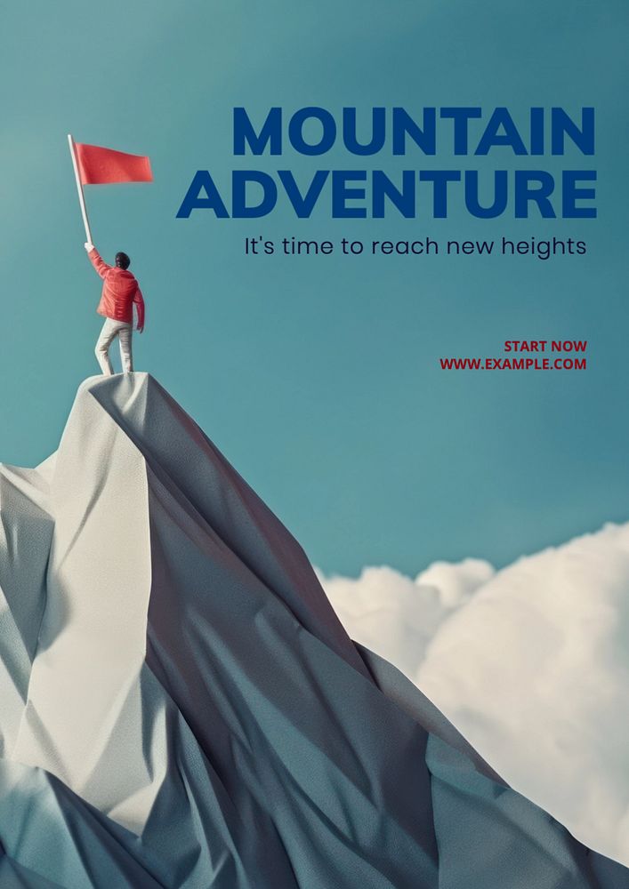 Mountain adventure poster template, editable text and design