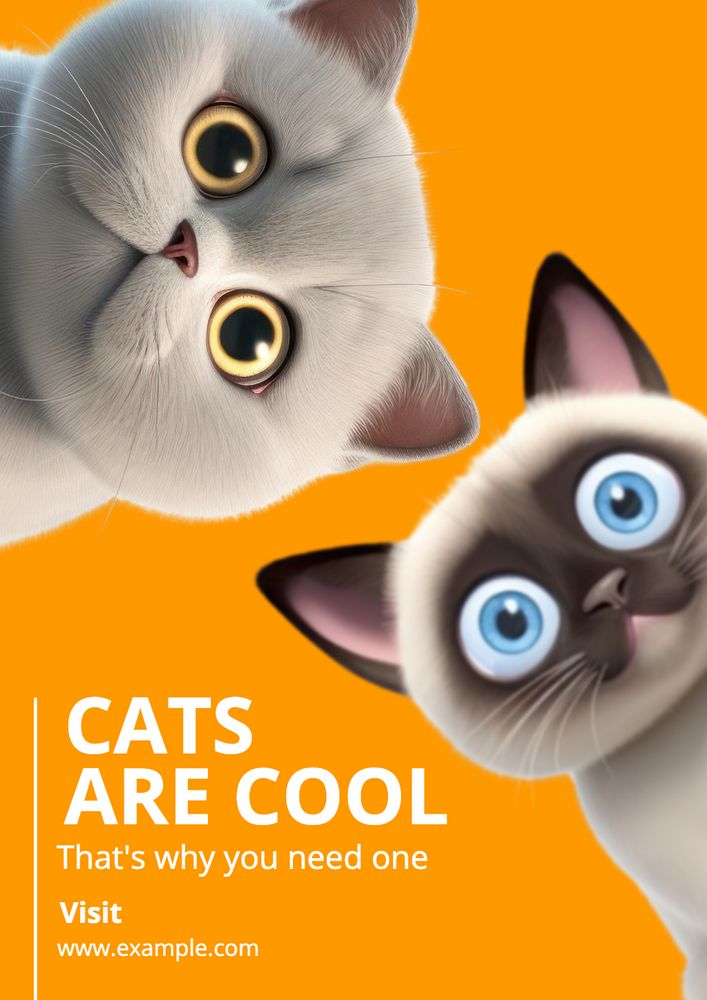 Cats poster template, editable text and design