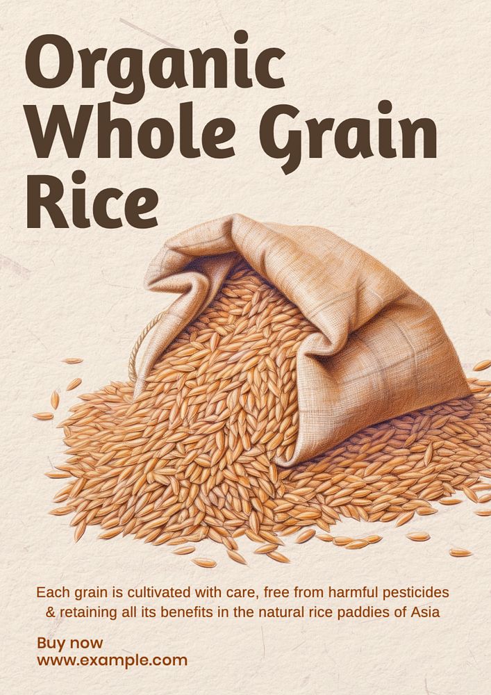 Organic rice poster template, editable text and design