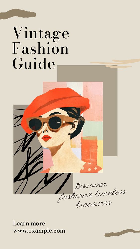 Vintage fashion guide Instagram story template, editable text