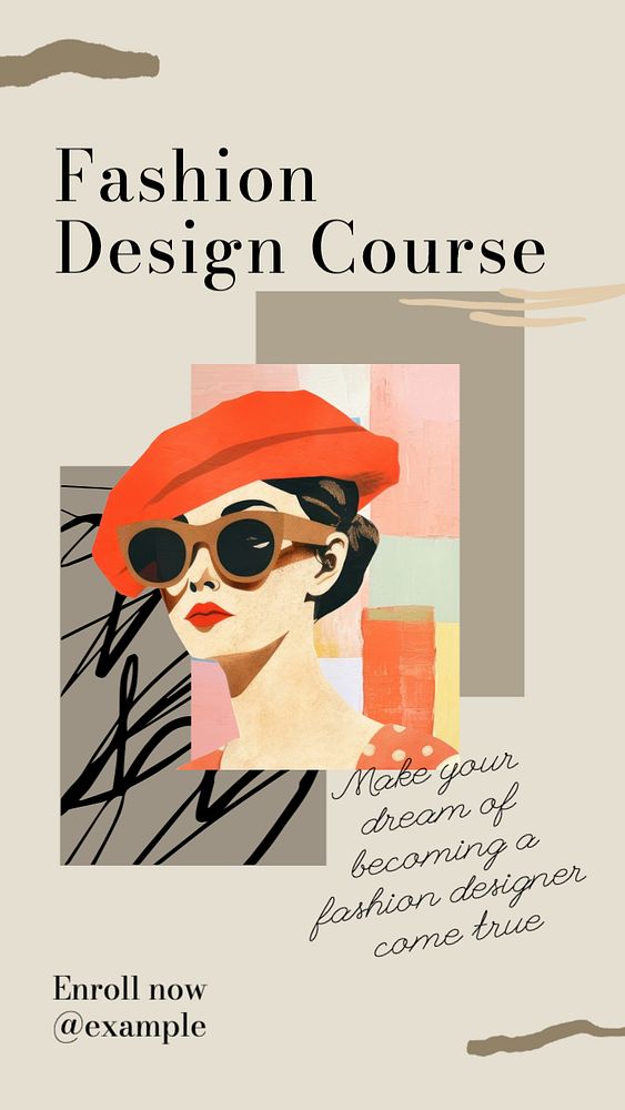 Fashion design course Instagram story template, editable text