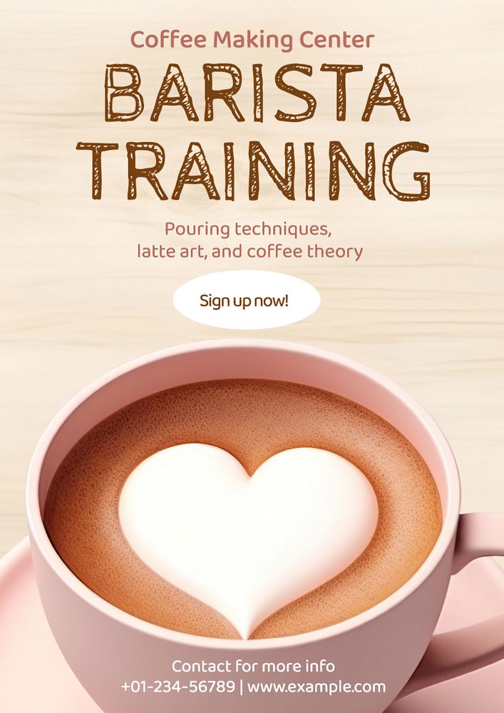 Barista training poster template, editable text and design