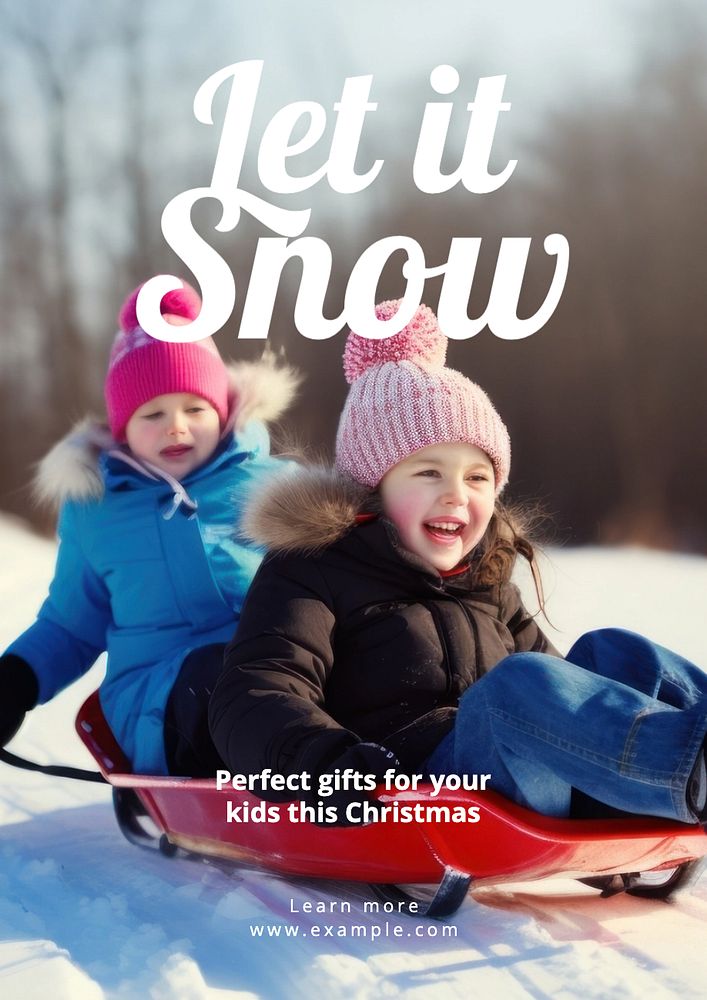 Winter snow festival poster template, editable text and design