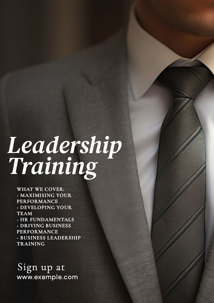 Leadership training poster template, editable text and design