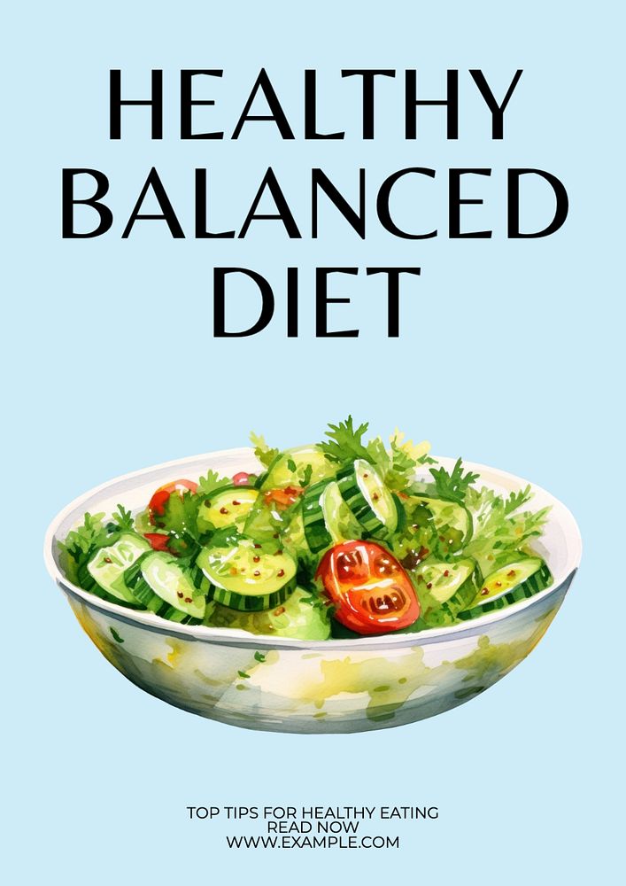 Healthy balanced diet poster template, editable text and design