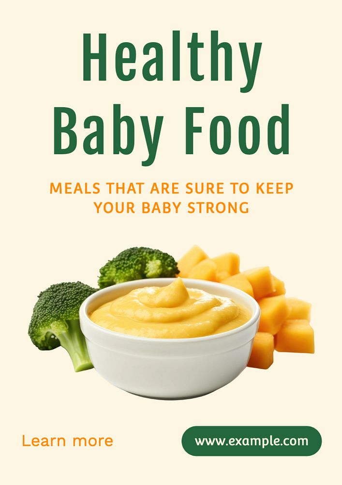 Healthy baby food poster template, editable text and design