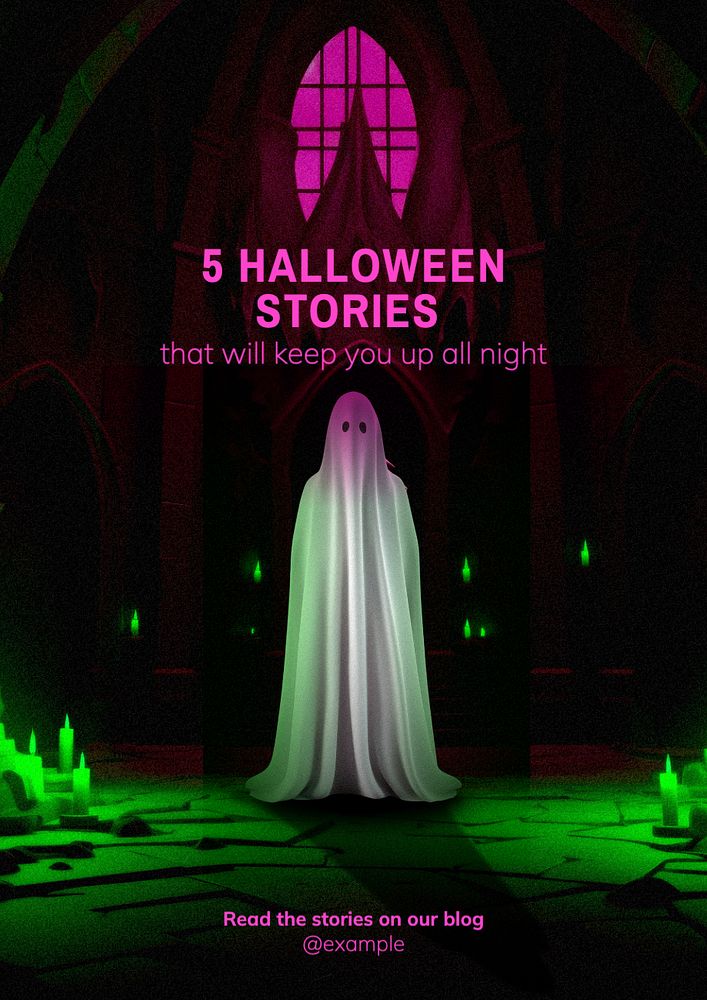 Halloween stories poster template, editable text and design