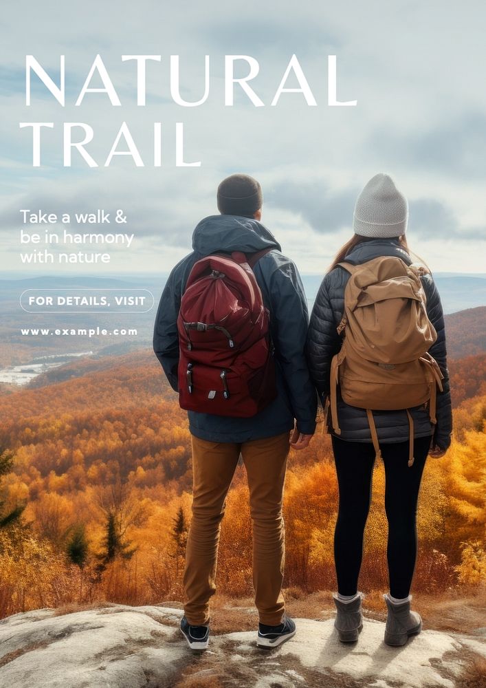 Natural trail poster template, editable text and design