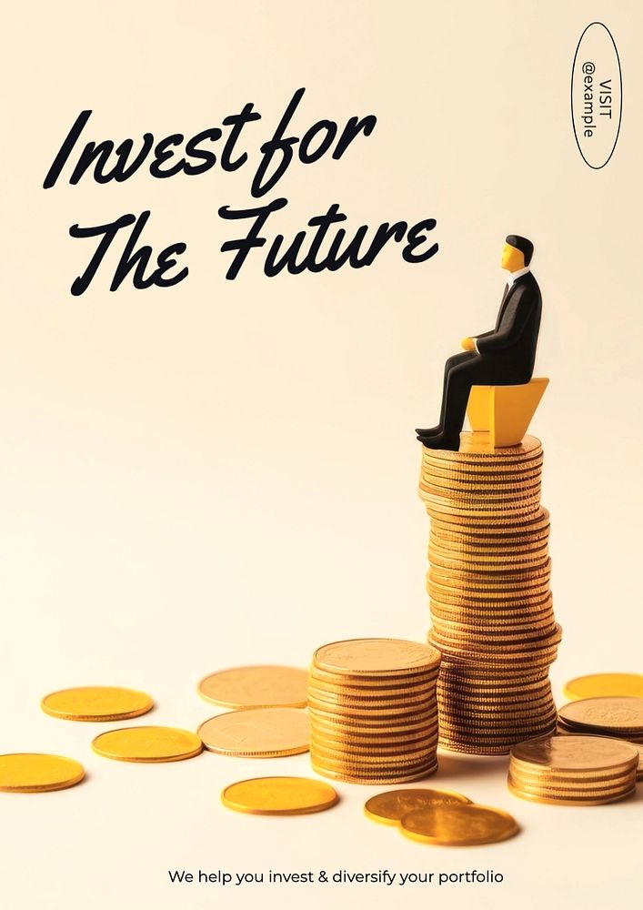 Investment service poster template, editable text and design